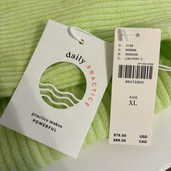 NWT Anthropologie Daily Practice Cropped Sweater in Lime - Picture 8 of 8
